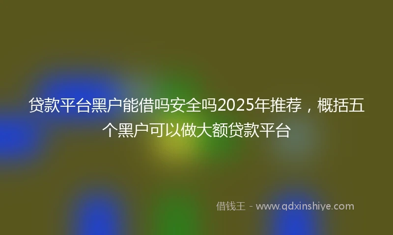 贷款平台黑户能借吗安全吗2025年推荐，概括五个黑户可以做大额贷款平台