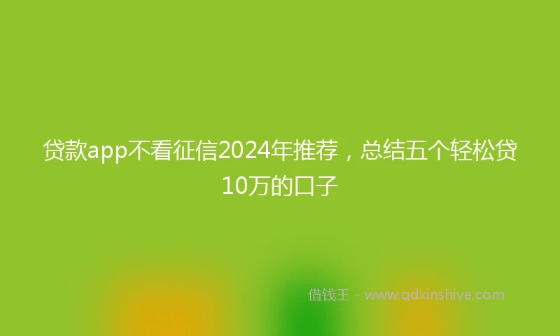 贷款app不看征信2024年推荐，总结五个轻松贷10万的口子