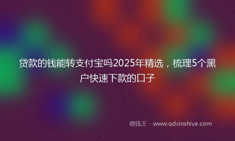 贷款的钱能转支付宝吗2025年精选，梳理5个黑户快速下款的口子