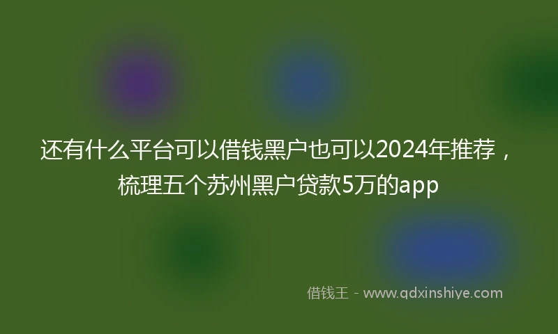 还有什么平台可以借钱黑户也可以2024年推荐，梳理五个苏州黑户贷款5万的app