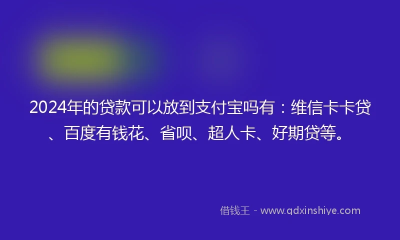 2024年的贷款可以放到支付宝吗有：维信卡卡贷、百度有钱花、省呗、超人卡、好期贷等。