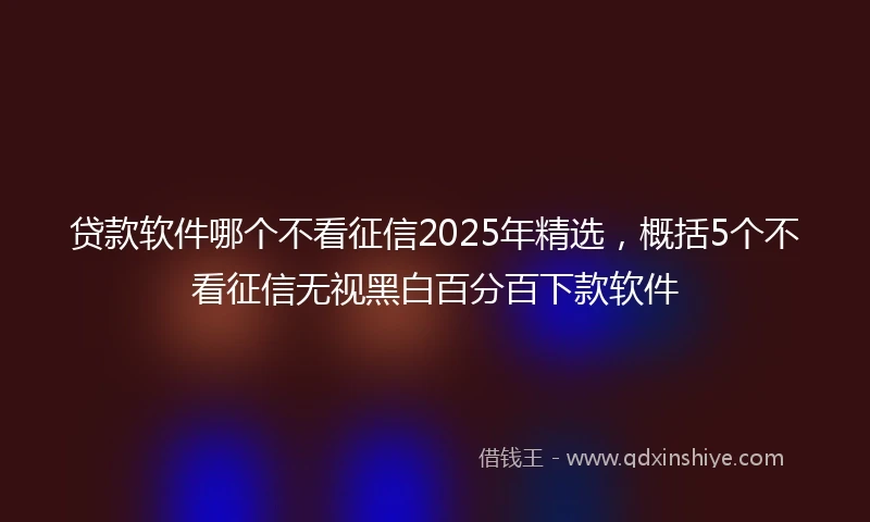 贷款软件哪个不看征信2025年精选,概括5个不看征信无视黑白百分百下款软件