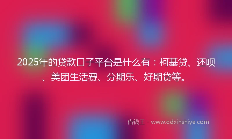 2025年的贷款口子平台是什么有：柯基贷、还呗、美团生活费、分期乐、好期贷等。