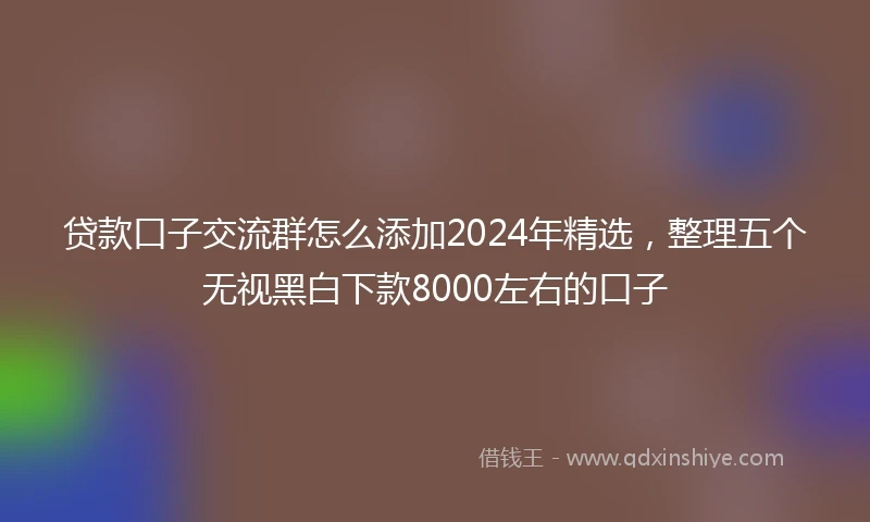 贷款口子交流群怎么添加2024年精选，整理五个无视黑白下款8000左右的口子