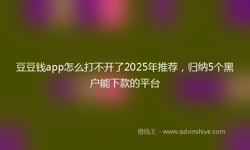 豆豆钱app怎么打不开了2025年推荐，归纳5个黑户能下款的平台