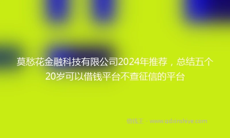 莫愁花金融科技有限公司2024年推荐，总结五个20岁可以借钱平台不查征信的平台