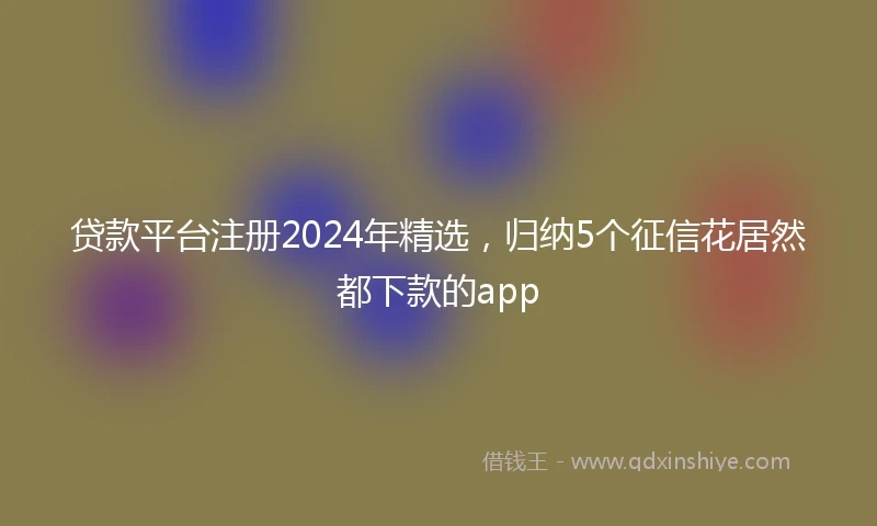 贷款平台注册2024年精选，归纳5个征信花居然都下款的app