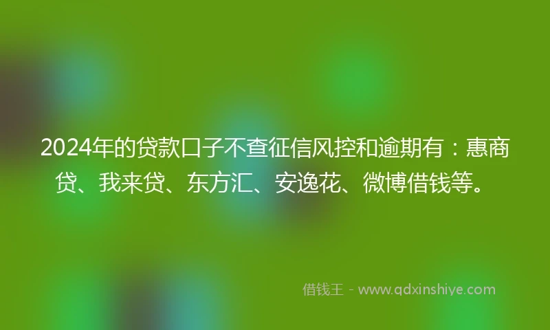 2024年的贷款口子不查征信风控和逾期有：惠商贷、我来贷、东方汇、安逸花、微博借钱等。