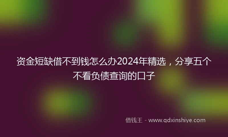 资金短缺借不到钱怎么办2024年精选，分享五个不看负债查询的口子