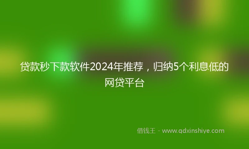 贷款秒下款软件2024年推荐，归纳5个利息低的网贷平台
