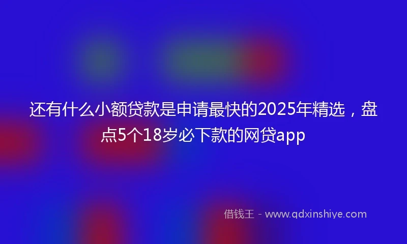 还有什么小额贷款是申请最快的2025年精选，盘点5个18岁必下款的网贷app