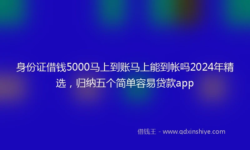 身份证借钱5000马上到账马上能到帐吗2024年精选，归纳五个简单容易贷款app