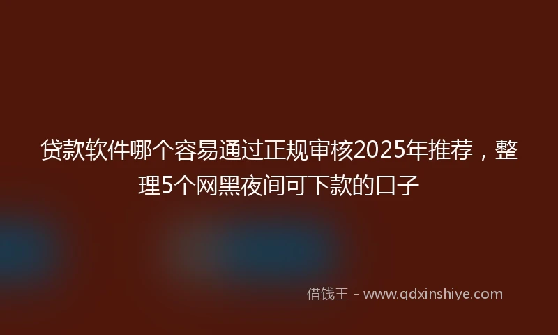 贷款软件哪个容易通过正规审核2025年推荐，整理5个网黑夜间可下款的口子