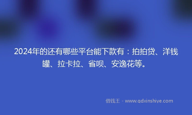 2024年的还有哪些平台能下款有：拍拍贷、洋钱罐、拉卡拉、省呗、安逸花等。