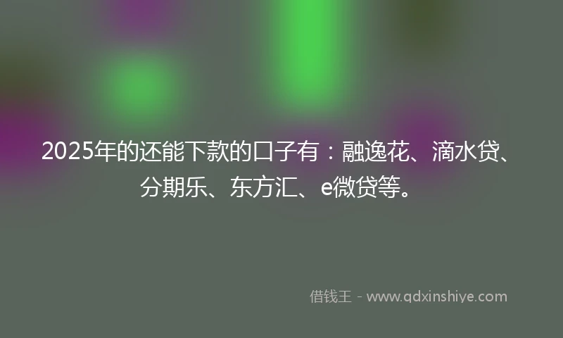 2025年的还能下款的口子有：融逸花、滴水贷、分期乐、东方汇、e微贷等。