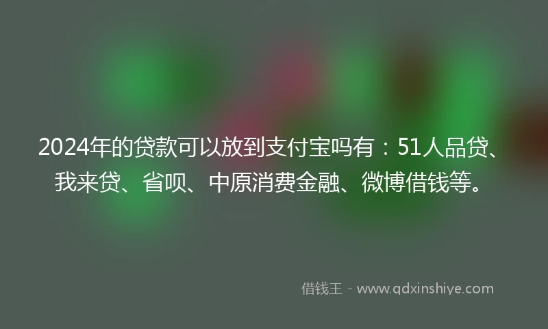 2024年的贷款可以放到支付宝吗有:51人品贷、我来贷、省呗、中原消费金融、微博借钱等。