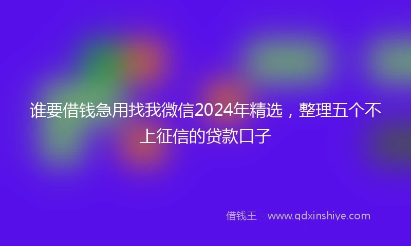 谁要借钱急用找我微信2024年精选，整理五个不上征信的贷款口子