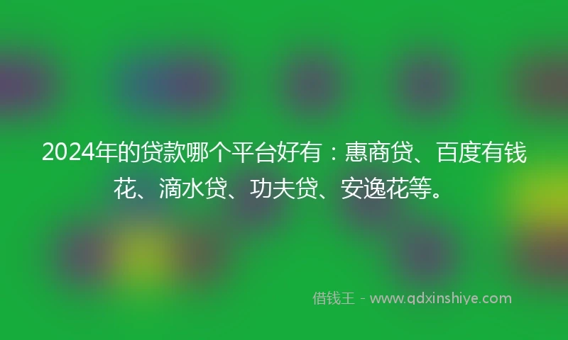 2024年的贷款哪个平台好有：惠商贷、百度有钱花、滴水贷、功夫贷、安逸花等。