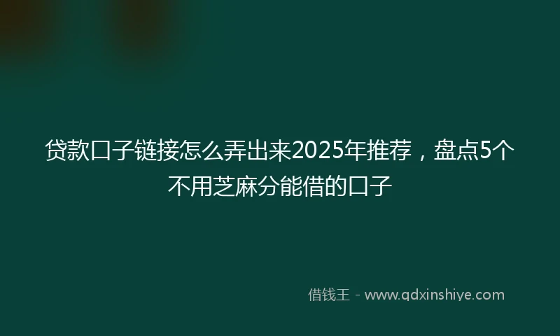 贷款口子链接怎么弄出来2025年推荐，盘点5个不用芝麻分能借的口子