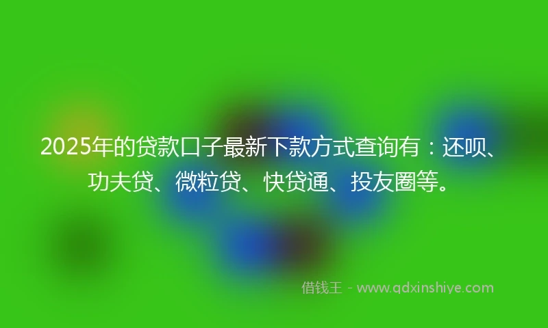 2025年的贷款口子最新下款方式查询有：还呗、功夫贷、微粒贷、快贷通、投友圈等。