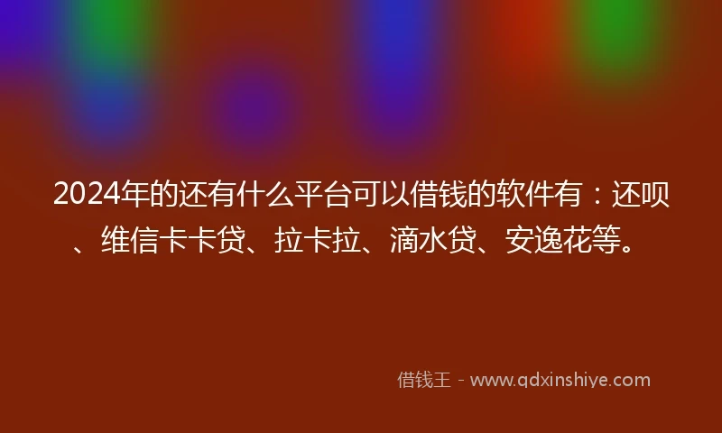 2024年的还有什么平台可以借钱的软件有：还呗、维信卡卡贷、拉卡拉、滴水贷、安逸花等。