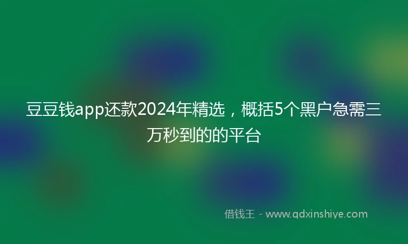 豆豆钱app还款2024年精选，概括5个黑户急需三万秒到的的平台