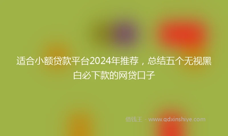 适合小额贷款平台2024年推荐，总结五个无视黑白必下款的网贷口子