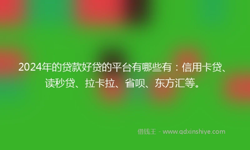 2024年的贷款好贷的平台有哪些有：信用卡贷、读秒贷、拉卡拉、省呗、东方汇等。