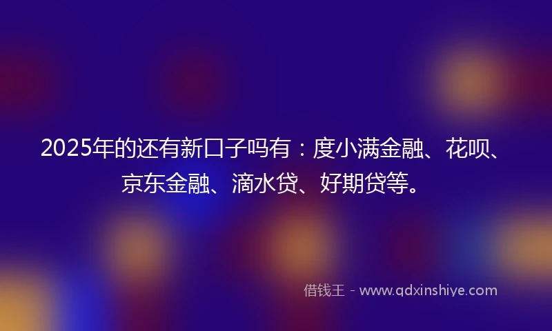 2025年的还有新口子吗有：度小满金融、花呗、京东金融、滴水贷、好期贷等。