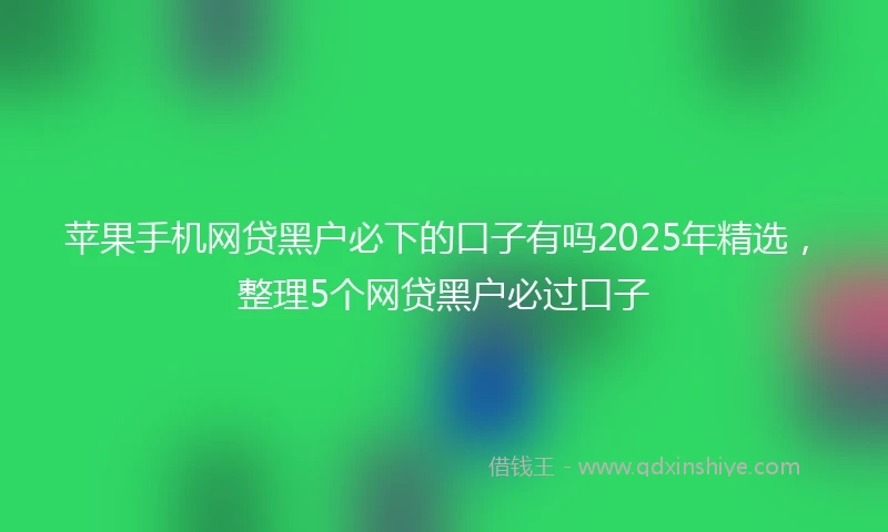 苹果手机网贷黑户必下的口子有吗2025年精选，整理5个网贷黑户必过口子
