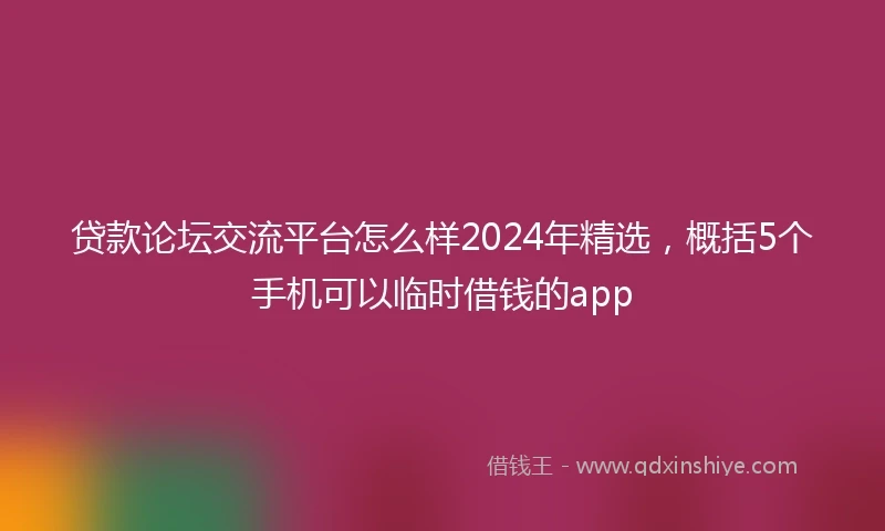 贷款论坛交流平台怎么样2024年精选，概括5个手机可以临时借钱的app