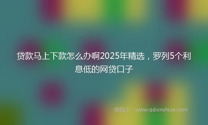 贷款马上下款怎么办啊2025年精选，罗列5个利息低的网贷口子