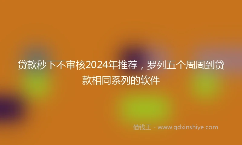 贷款秒下不审核2024年推荐，罗列五个周周到贷款相同系列的软件