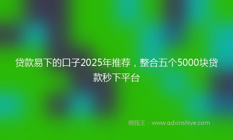 贷款易下的口子2025年推荐，整合五个5000块贷款秒下平台