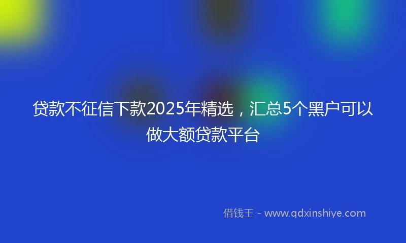 贷款不征信下款2025年精选，汇总5个黑户可以做大额贷款平台