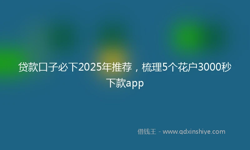 贷款口子必下2025年推荐，梳理5个花户3000秒下款app