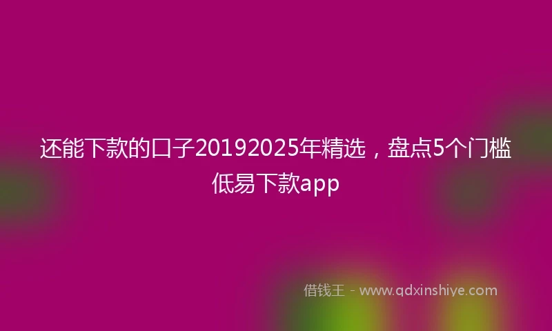 还能下款的口子20192025年精选，盘点5个门槛低易下款app