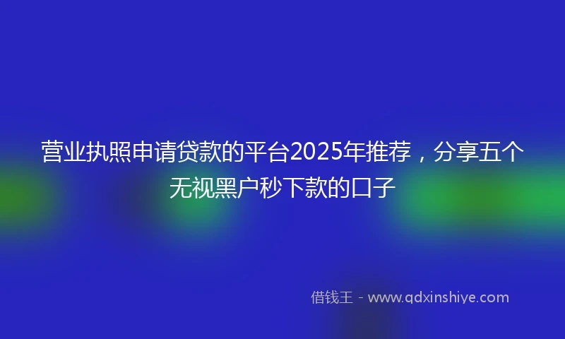 营业执照申请贷款的平台2025年推荐，分享五个无视黑户秒下款的口子