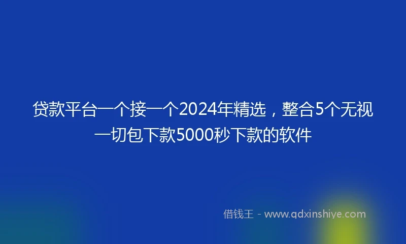 贷款平台一个接一个2024年精选，整合5个无视一切包下款5000秒下款的软件