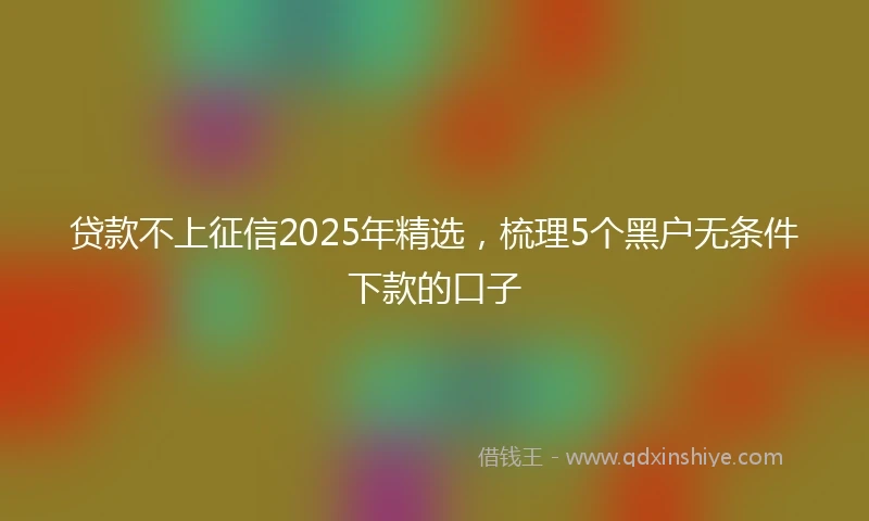 贷款不上征信2025年精选，梳理5个黑户无条件下款的口子