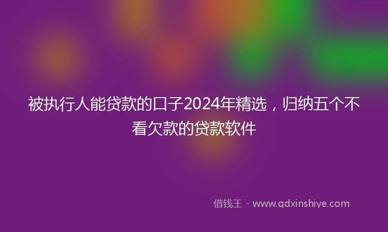 被执行人能贷款的口子2024年精选，归纳五个不看欠款的贷款软件