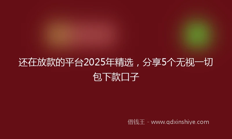 还在放款的平台2025年精选，分享5个无视一切包下款口子