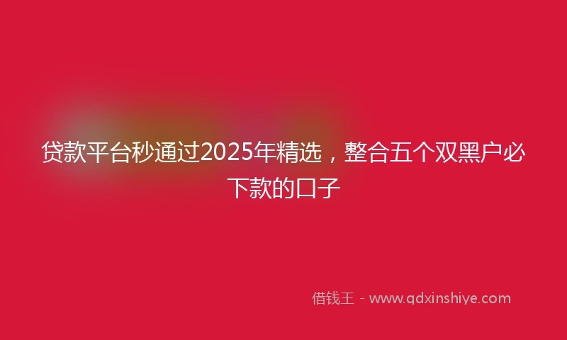 贷款平台秒通过2025年精选，整合五个双黑户必下款的口子
