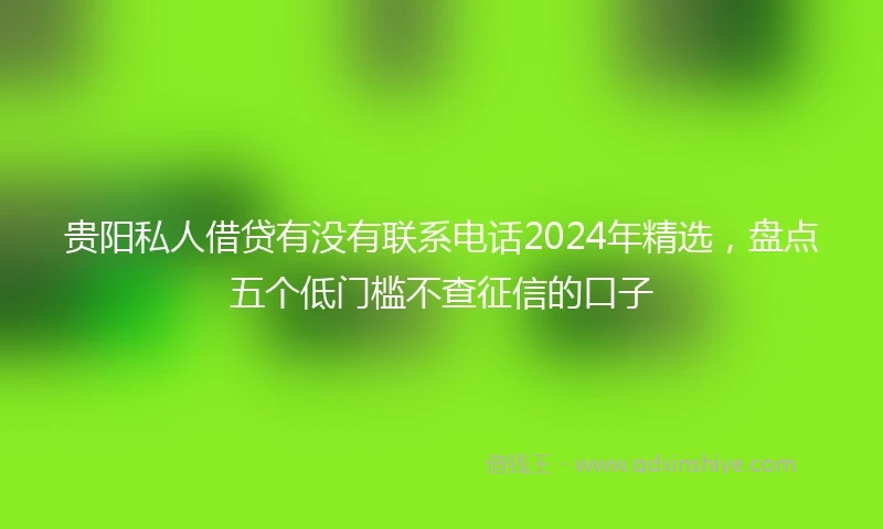 贵阳私人借贷有没有联系电话2024年精选，盘点五个低门槛不查征信的口子
