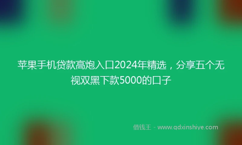 苹果手机贷款高炮入口2024年精选，分享五个无视双黑下款5000的口子
