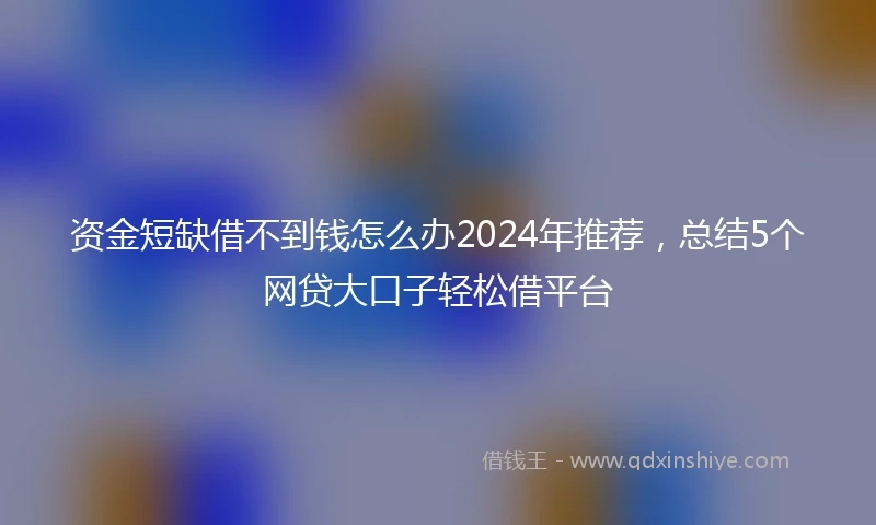 资金短缺借不到钱怎么办2024年推荐，总结5个网贷大口子轻松借平台