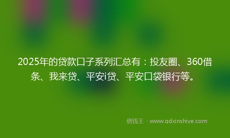 2025年的贷款口子系列汇总有：投友圈、360借条、我来贷、平安i贷、平安口袋银行等。
