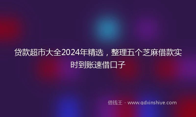 贷款超市大全2024年精选，整理五个芝麻借款实时到账速借口子
