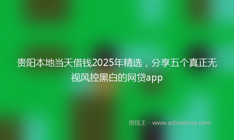 贵阳本地当天借钱2025年精选，分享五个真正无视风控黑白的网贷app