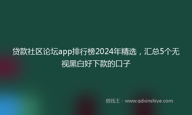 贷款社区论坛app排行榜2024年精选，汇总5个无视黑白好下款的口子